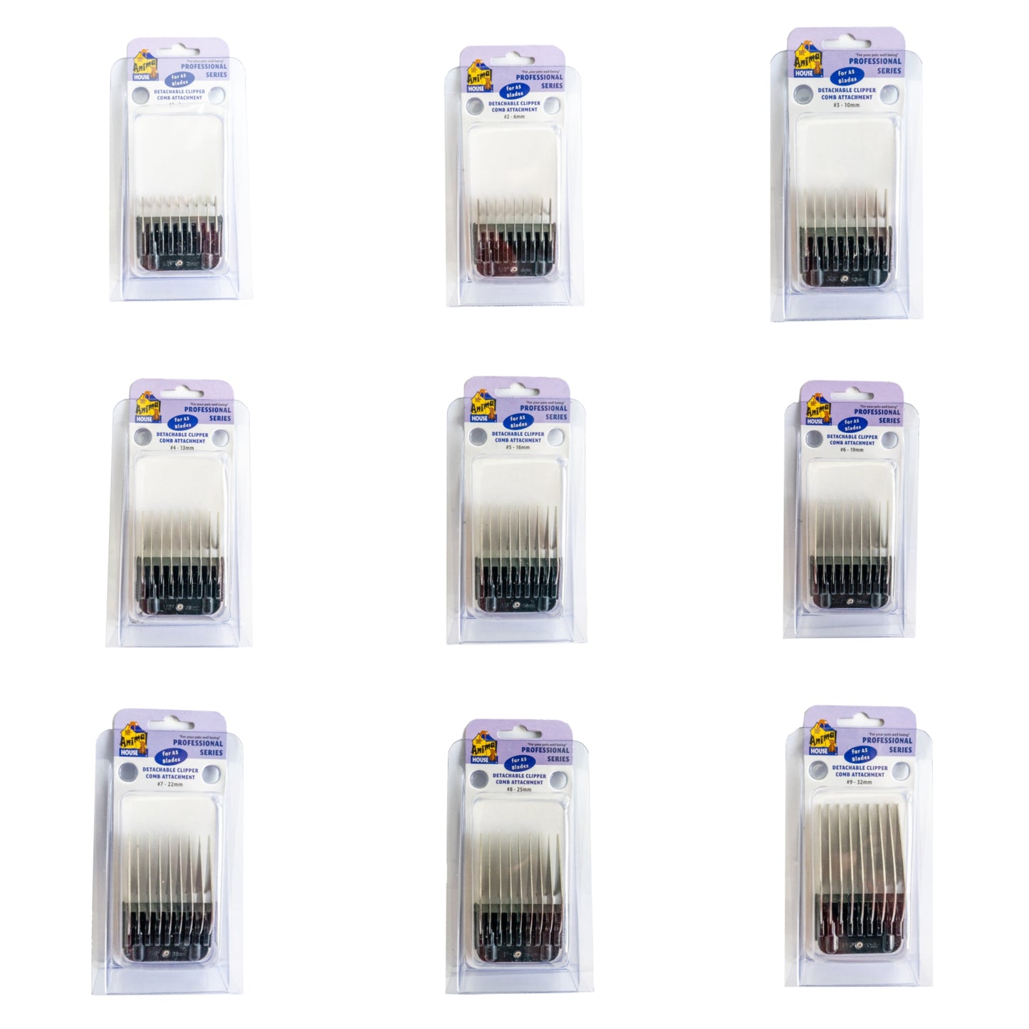 Animal House Prof. Series Metal Detachable Clipper Comb Attachments Set - SPECIAL (ND)
