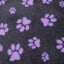 Vet Bed - Rubber Backed - Charcoal with Purple Designer Paws