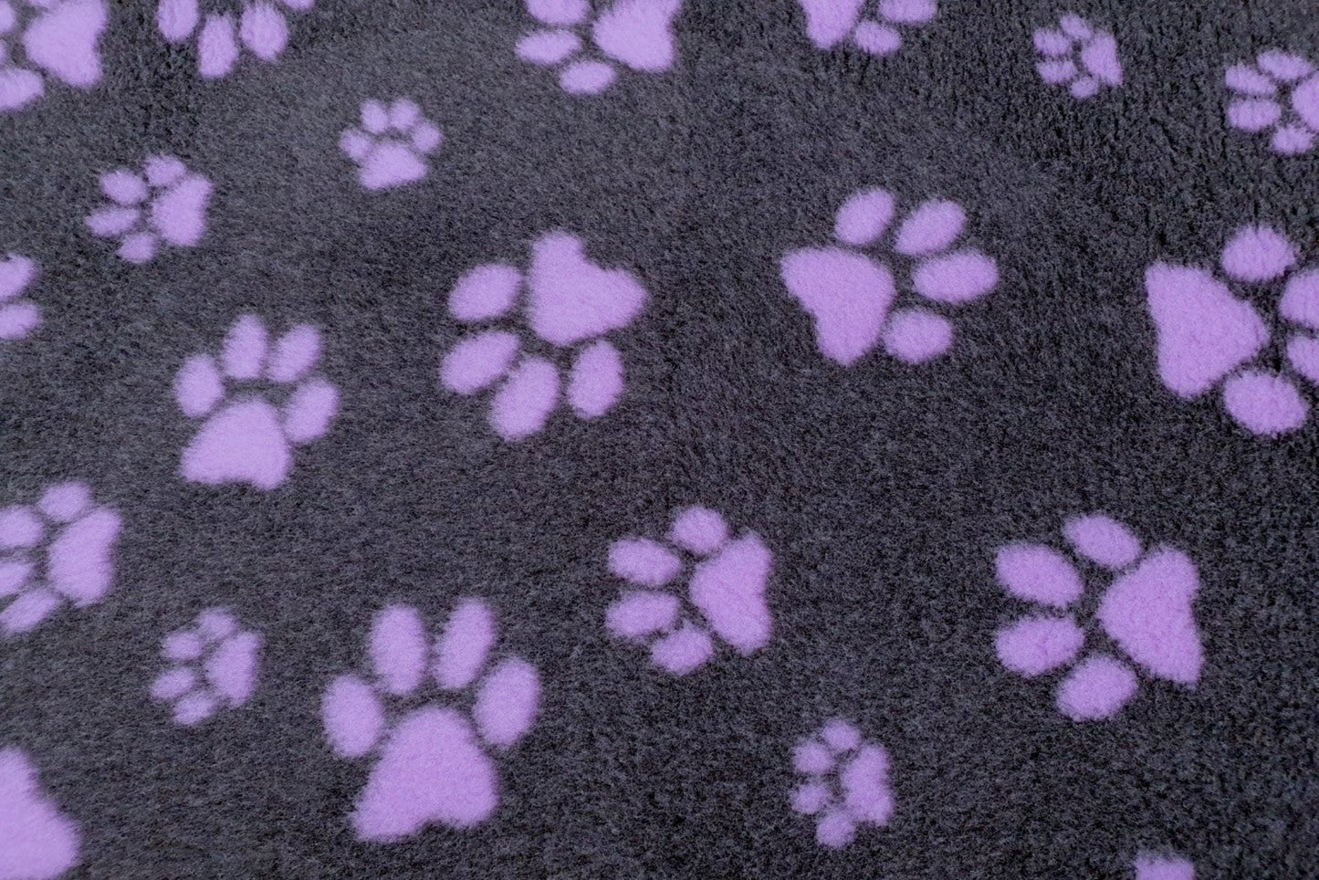 Vet Bed - Rubber Backed - Charcoal with Purple Designer Paws