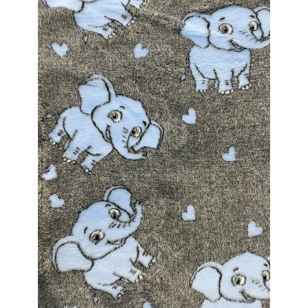 Vet Bed - Rubber Backed - Charcoal and Light Blue Elephant