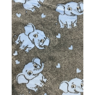 Vet Bed - Rubber Backed - Charcoal and Light Blue Elephant