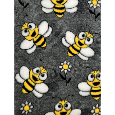 Vet Bed - No Backing - Charcoal, White and Yellow Happy Bee