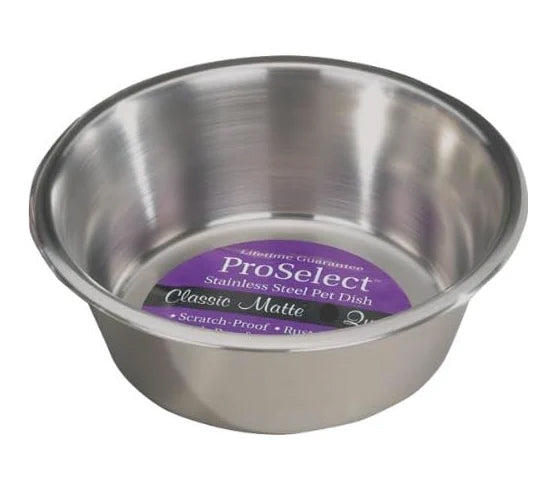ProSelect Classic Matte Stainless Steel Dog Bowl - 5 QUART (ND)
