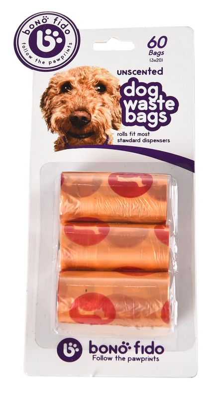 Bono Fido Dog Waste/Poo Bag - 3 Roll Pack - Assorted Colours - SPECIAL (ND)