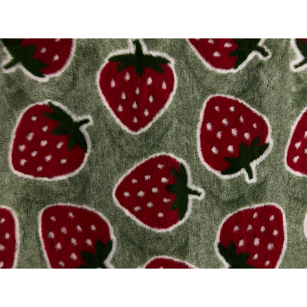 Vet Bed - Rubber Backed - Green with Red Strawberries