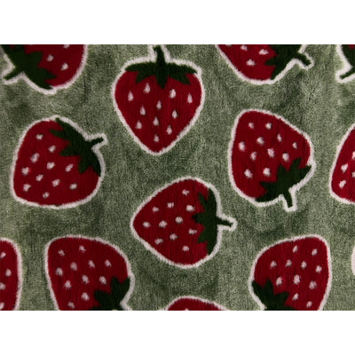 Vet Bed - Rubber Backed - Green with Red Strawberries