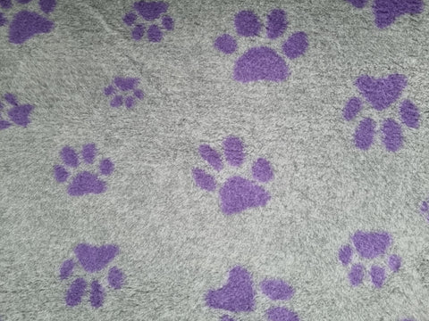 No Backing - Vet Bed - Grey with Purple Designer Paws