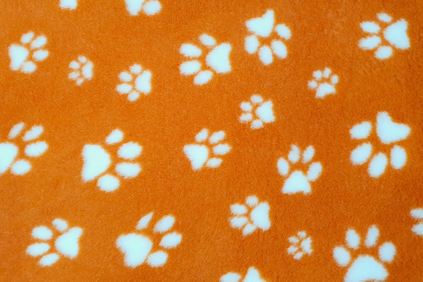 Vet Bed - Rubber Backed - Orange with White Designer Paws