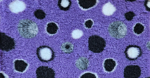 Vet Bed - Rubber Backed - Purple with Black, White and Grey Bubbles