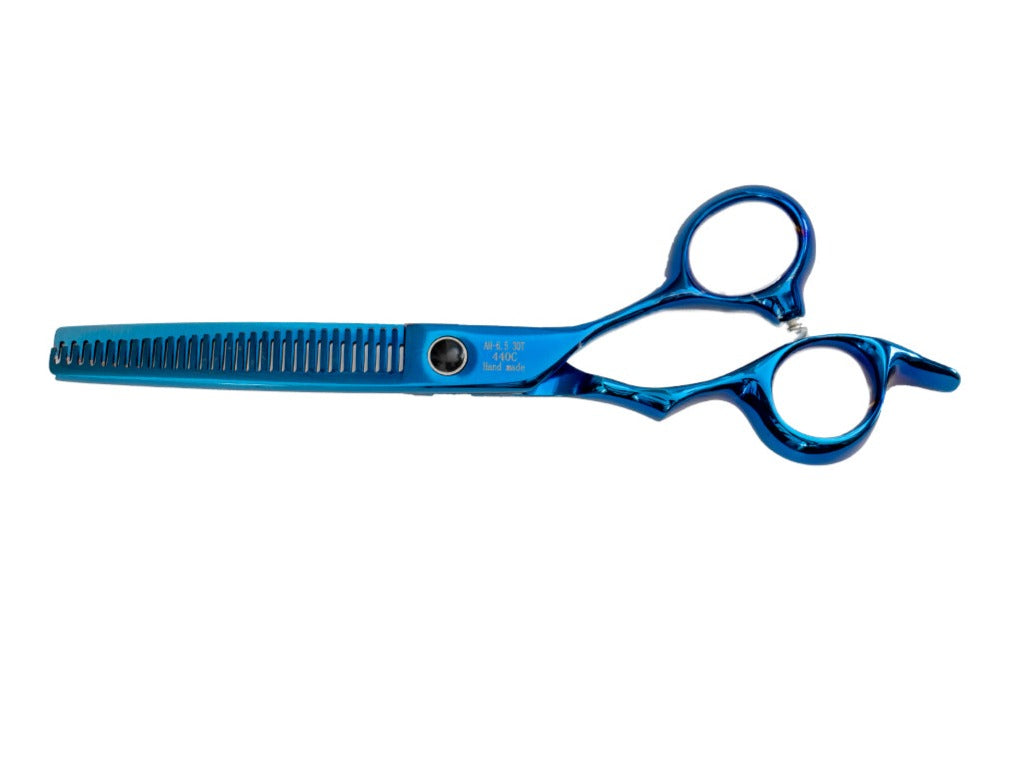 ANIMAL HOUSE PROFESSIONAL SERIES SHEAR - 6.5" SINGLE SIDED 30 TOOTH THINNING SHEAR - BLUE (LEFT HANDED)