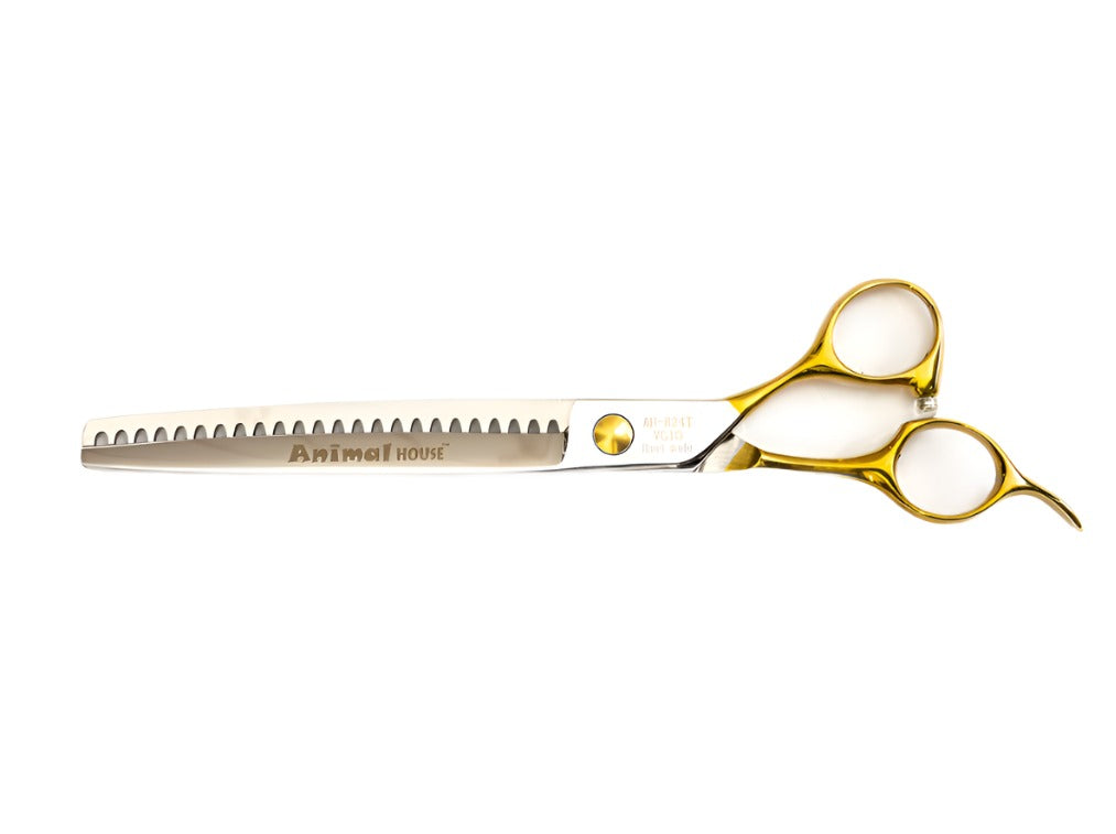 ANIMAL HOUSE PROFESSIONAL SERIES CHROME SHEAR - 8" SINGLE SIDED 24 TOOTH THINNING (BLENDER) SHEAR