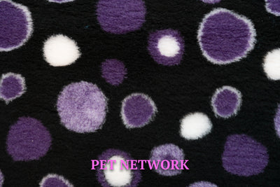 Vet Bed - Rubber Backed - Black With Purple and White Bubbles