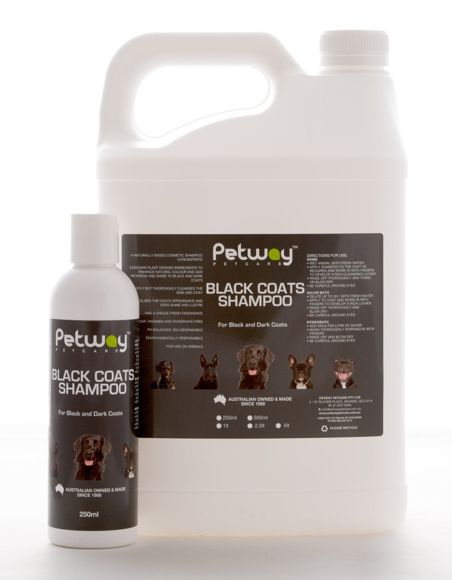 Petway Petcare Black Coats Shampoo Concentrate - Assorted Sizes (WH)