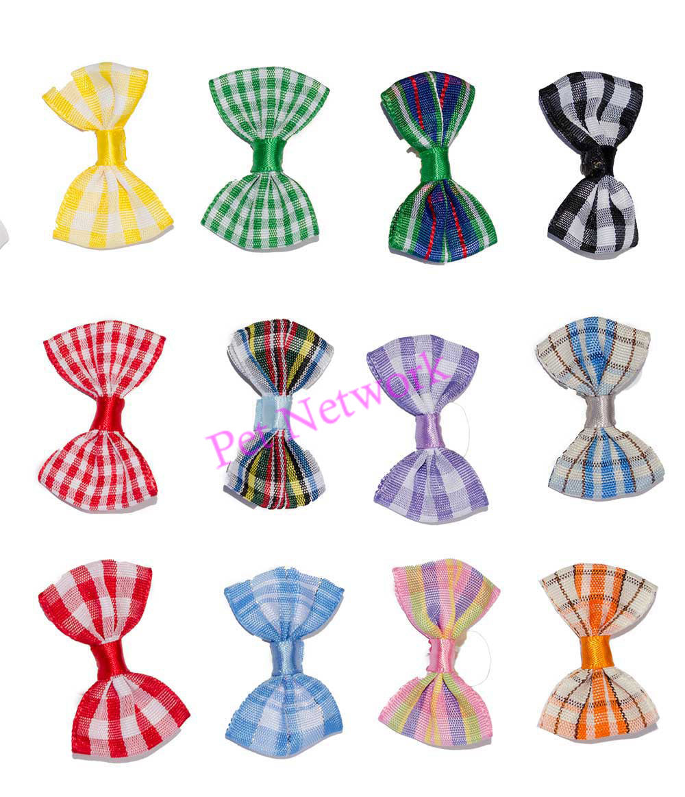 BOWS WITH CHECKED DESIGN - ASSORTED COLOURS - PK/50