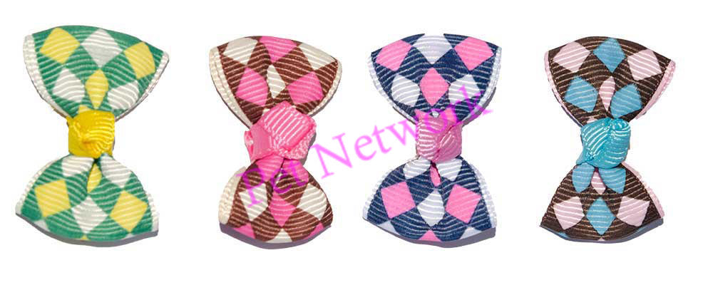 BOWS WITH DIAMOND DESIGN - 4 ASSORTED COLOURS - PK/50