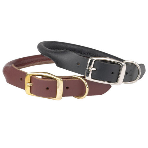 Casual Canine - Rolled Leather Collar – Assorted Sizes – Black Only