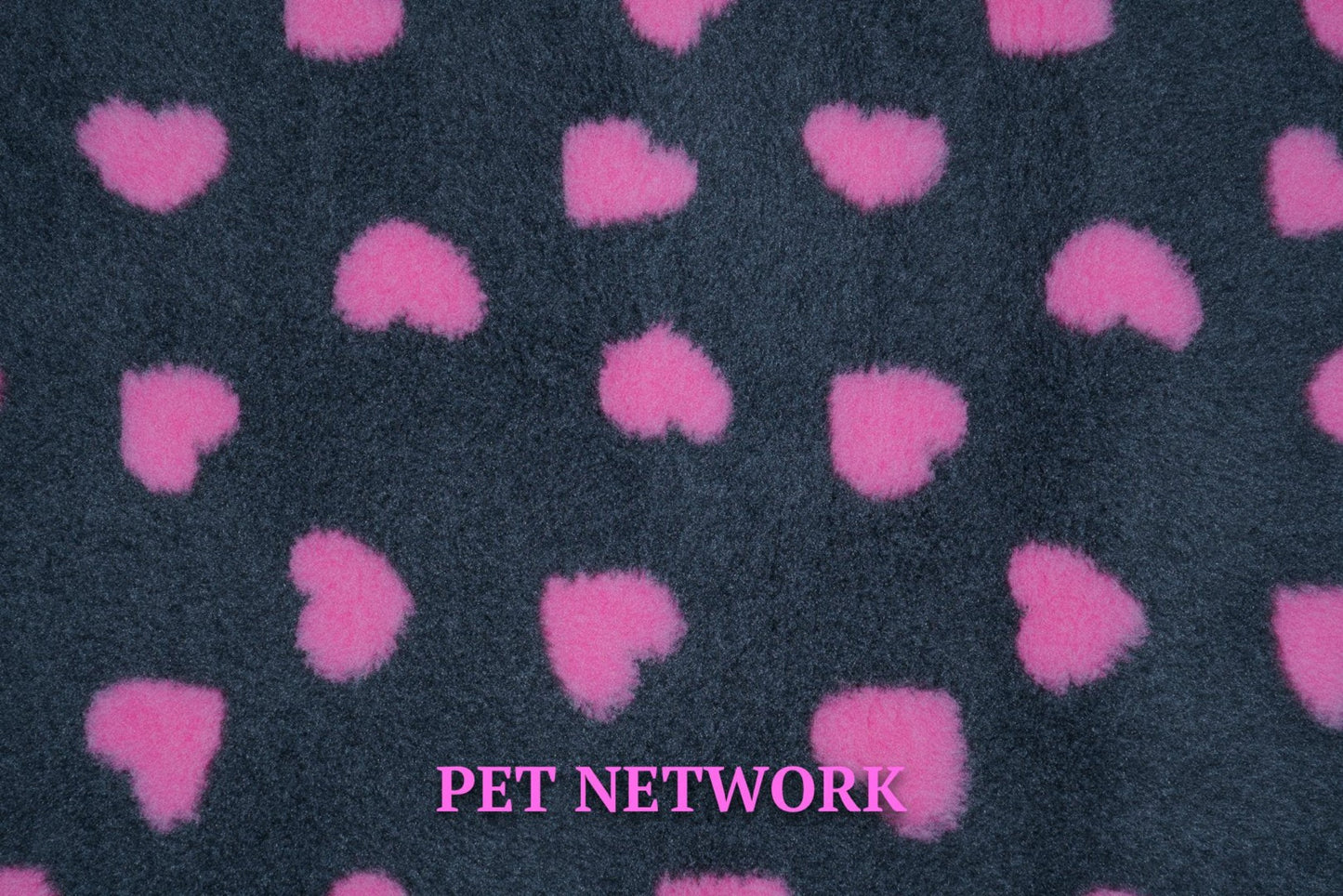 Vet Bed - Rubber Backed - Charcoal with Pink Hearts