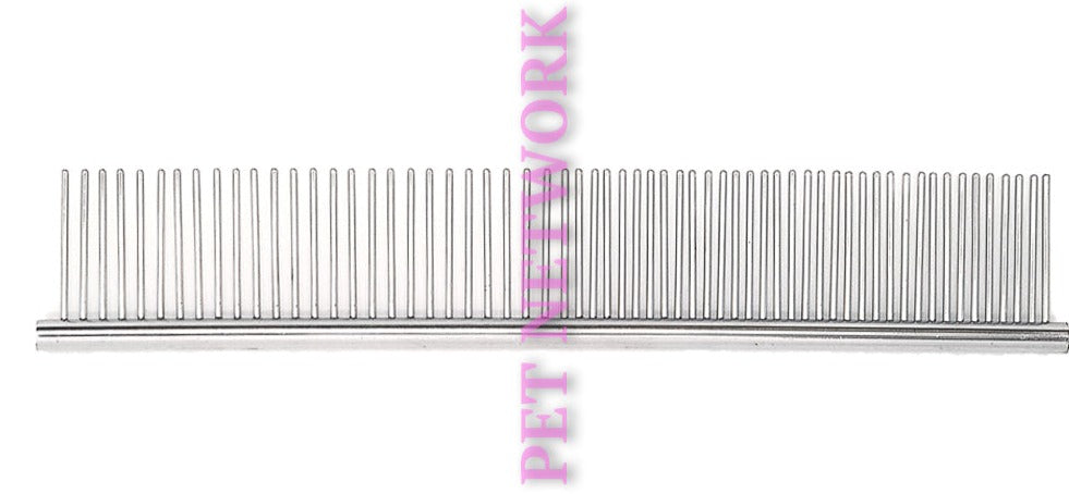 METALLIC ROUND BACK MEDIUM/COARSE DOG COMB 7.5" - CHROME