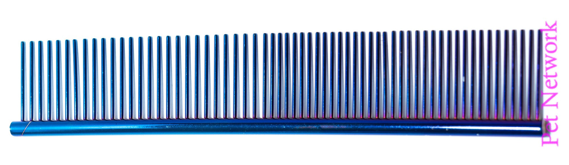 METALLIC ROUND BACK MEDIUM/COARSE DOG COMB 7.5" - blue