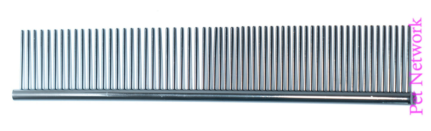 METALLIC ROUND BACK MEDIUM/COARSE DOG COMB 7.5" - Grey