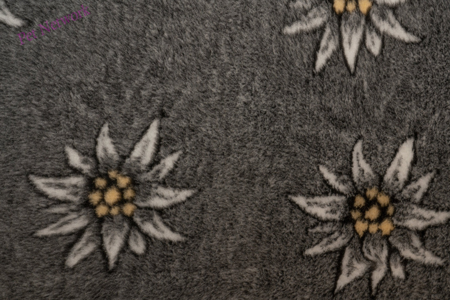 Vet Bed - Rubber Backed - Edelweiss Flower Design (Charcoal)