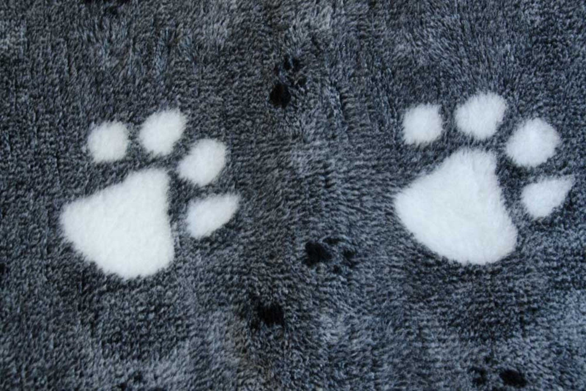 VET BED - GREEN BACKED - CHARCOAL/BLACK WITH LARGE WHITE PAWS/SMALL BLACK PAWS