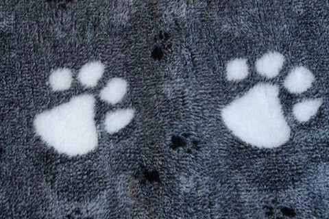 Vet Bed - Rubber Backed - Charcoal with Large White Paws