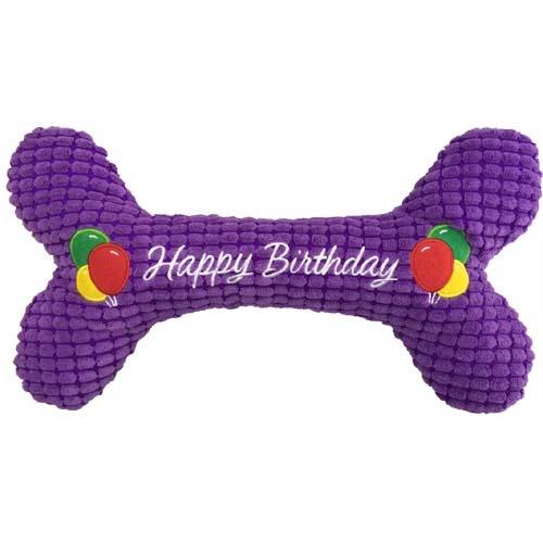 Plush Happy Birthday Bone 10" Dog Toy