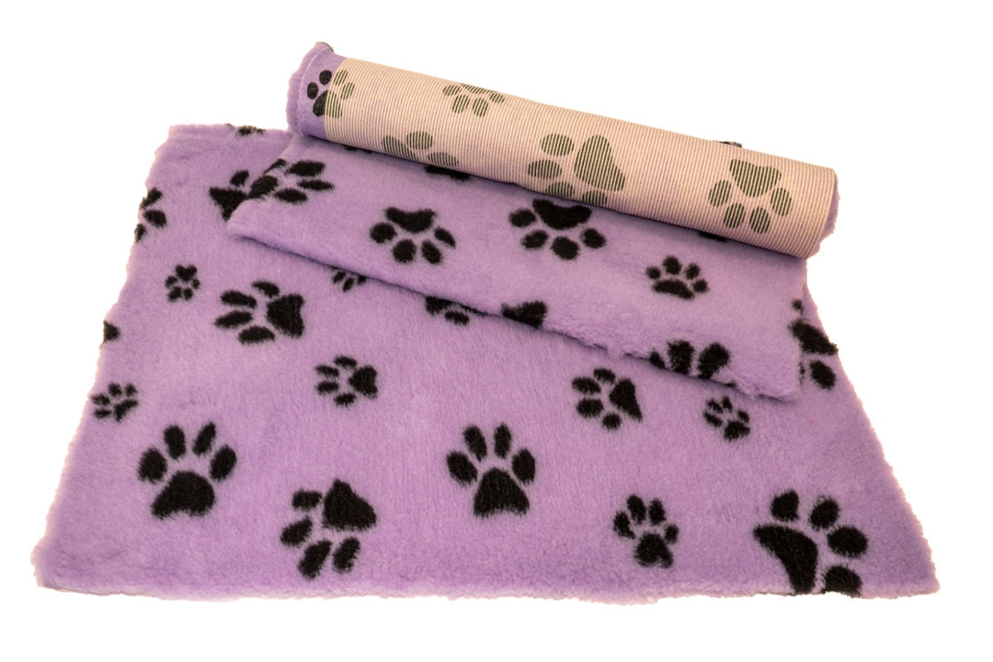 Vet Bed - Rubber Backed - Lilac with Black Designer Paws