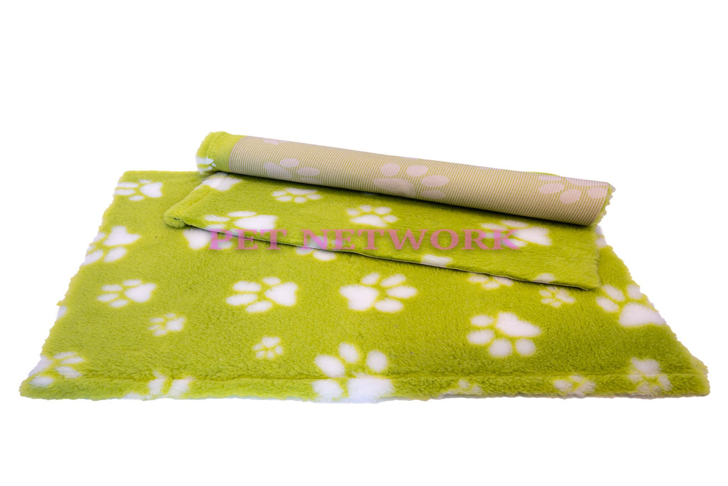 Vet Bed - Rubber Backed - Lime with White Designer Paws