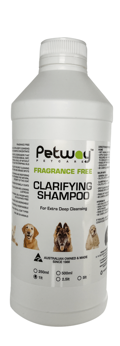 Petway Petcare Fragrance Free Clarifying Shampoo - Assorted Sizes Available (WH)