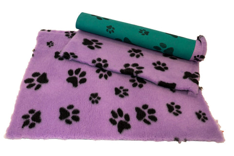 Vet Bed - Green Backed - Lilac with Black Designer Paws
