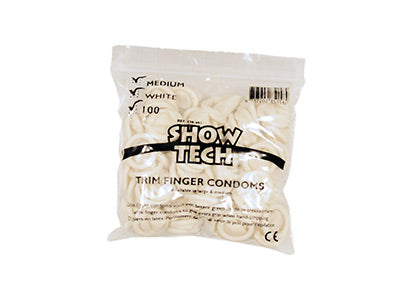 Show Tech Finger Condoms for Dog Grooming - 100 Pieces - WHITE - Assorted Sizes