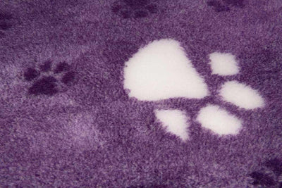 Vet Bed - Rubber Backed - Purple with Large White Paws