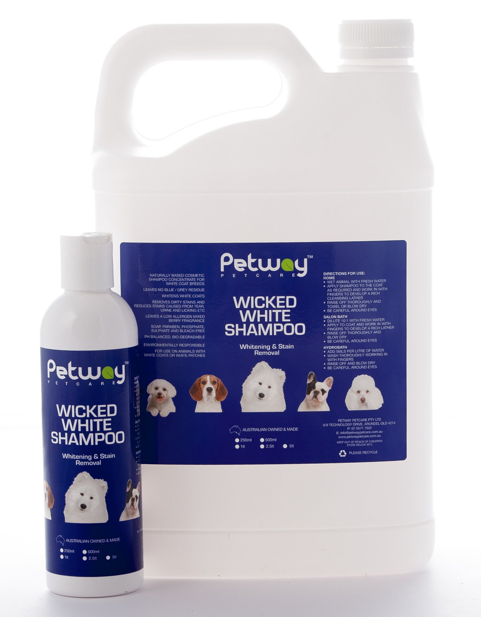 Petway Petcare Wicked White Whitening and Stain Removal Shampoo - Assorted Sizes (WH)
