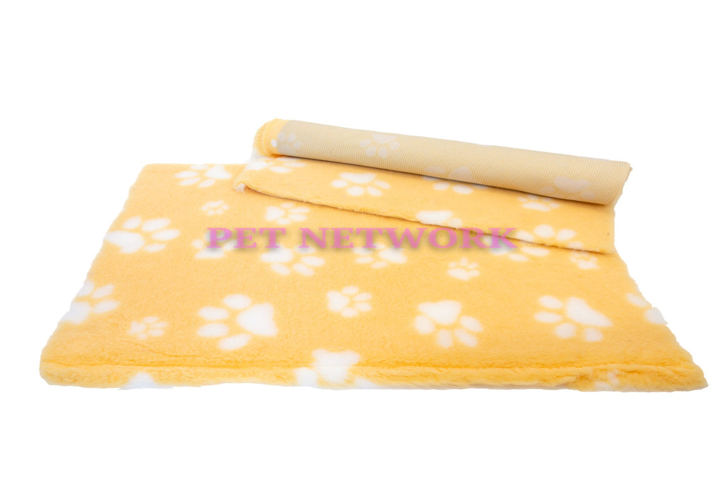 Vet Bed - Rubber Backed - Yellow with White Designer Paws