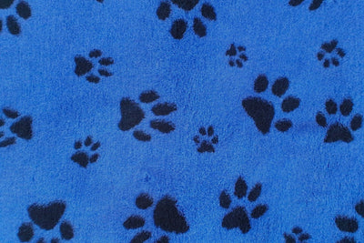 Vet Bed - Rubber Backed - Blue with Black Designer Paws
