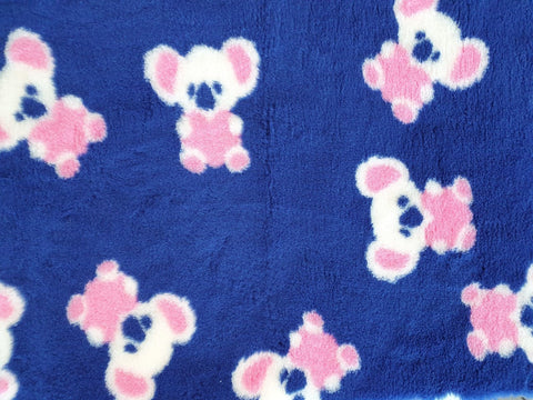 Vet Bed - Rubber Backed - Cute Koala - Navy, Cream, Pink